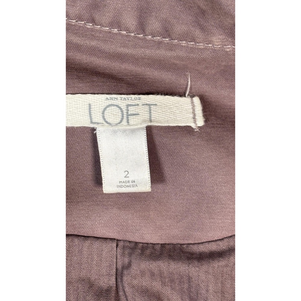 LOFT‎ Jacket Womens 2 Purple Cotton Twill Military Utility Short Zip Pockets - Picture 4 of 14